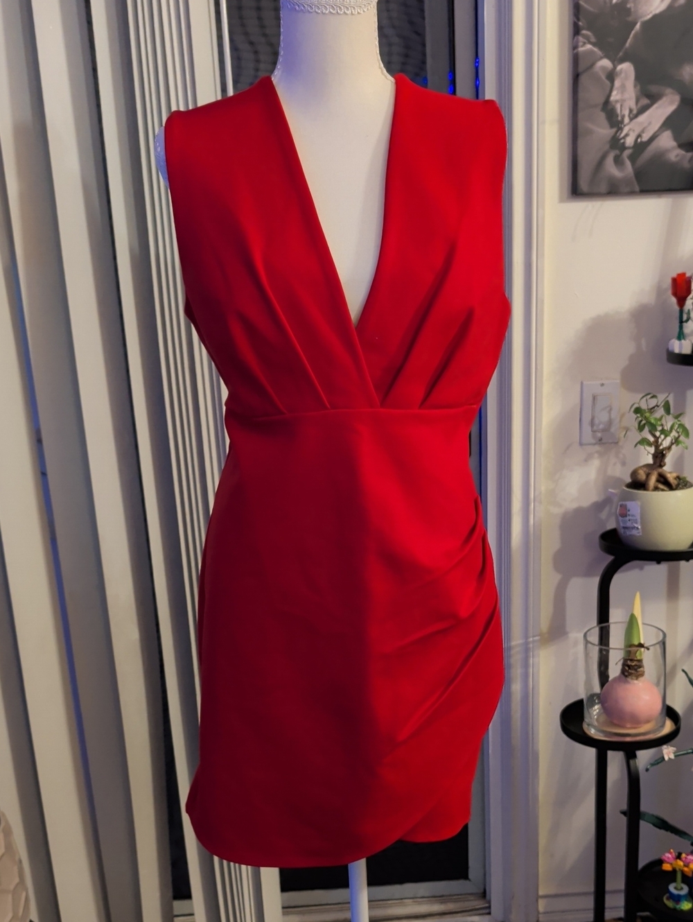 Lulu's Red Plunging V-Neck Mini Dress